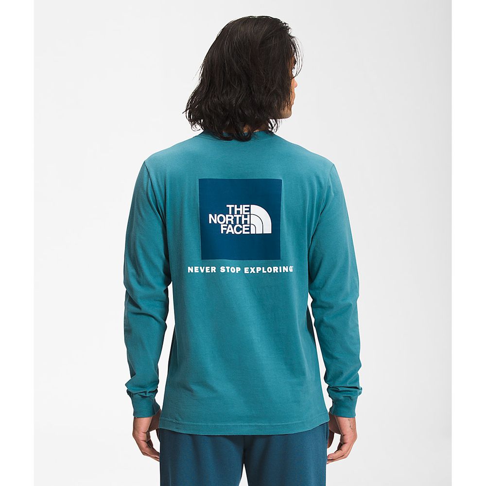 The North Face Long Sleeve Mens Australia - The North Face Long Sleeve Box Nse Blue Never Stop Explo